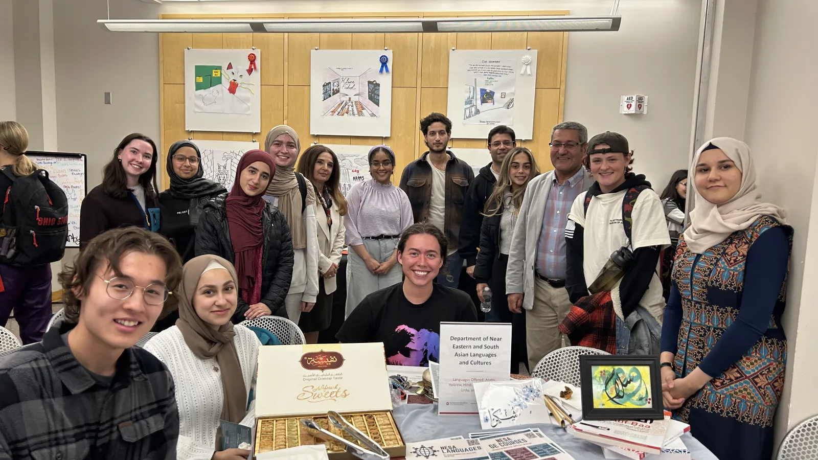 students around a table
